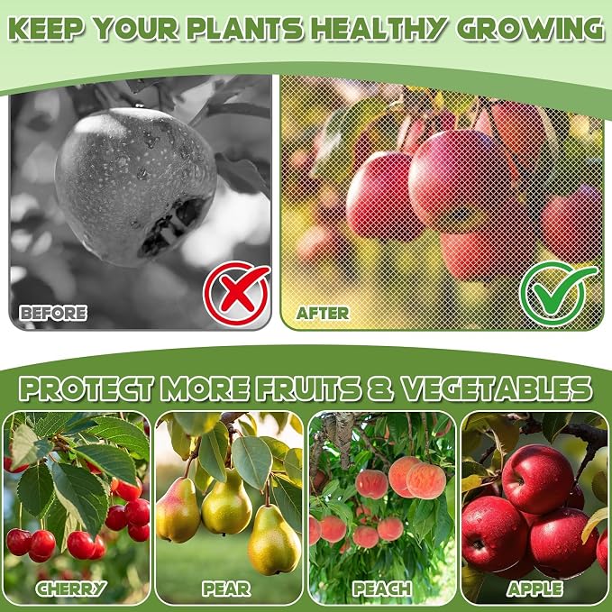 1Pcs 15ft x 15ft Extra Large Fruit Tree Netting Cover with Zipper and Drawstring Garden Plant Protector Bird Barrier for Blueberry Bushes Ultra Fine Mesh Garden Netting for Birds Squirrels Cicadas