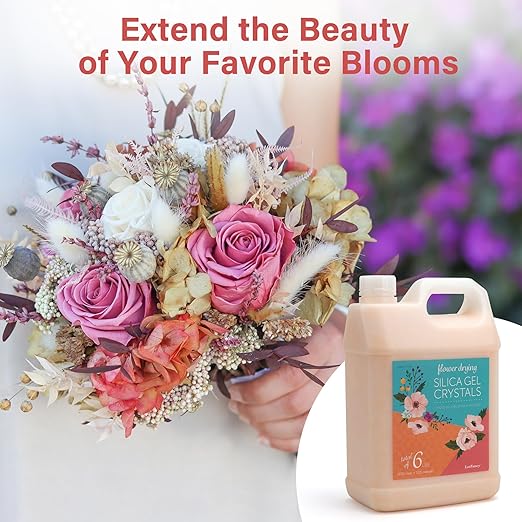 LotFancy Silica Gel Flower Drying, 6 LBS Color Indicating Silica Crystals for Wedding Bouquet Preservation DIY Crafts, Reusable