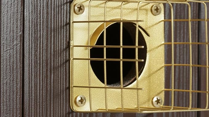 2pk Fortress Bluebird House for Outdoor Clearance - Mesh Cage Predator Guard - Metal Base & Brass Guard - Cedar Birdhouse for Bluebirds, Finches, Swallows Carbonized Outdoor 5 Years Usage 6"x7"