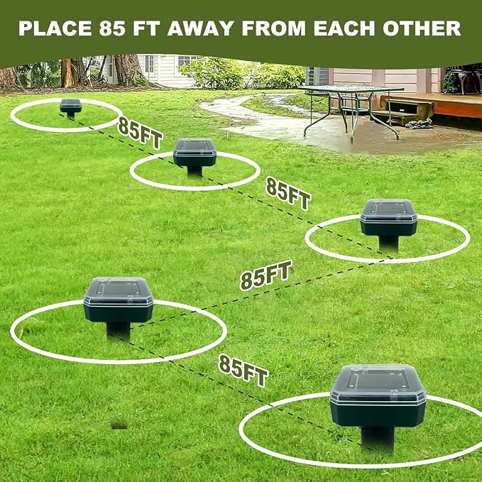 8 Pack Ultrasonic Mole Repellent,Solar Powered Gopher Mole Repellent Stakes for Chipmunks,Snake,Gophers,Voles,Waterproof Sonic Moles Deterrent for Home Yard Lawn M2(8 Pack)