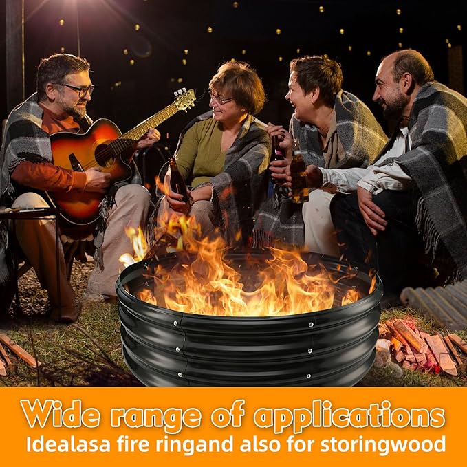 TBMLC 60" Round Galvanized Steel Fire Ring Pit for Backyard,Camping,Bonfire; Round Steel Raised Garden Bed Kit,Metal Raised Garden Box for Outdoor Gardening and Planting (5x5x1FT)
