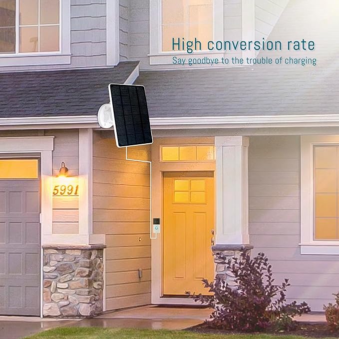 Solar Panel for Ring Doorbell, 5W Solar Charger Compatible for Ring doorbell, Video Doorbell 2/3/3 Plus,Video Doorbell 4, Video Doorbell Plus, for Ring Battery Doorbell Pro with 13ft Charging Cable