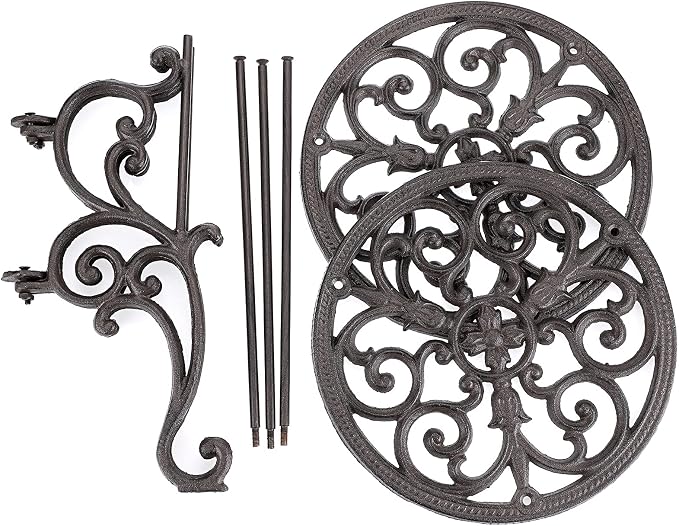 OwnMy Heavy Duty 2 Tiers Cast Iron Plant Stand, Vintage Iron Flower Pot Holder, 2 Layers Tall Decorative Potted Plants Stand Rack, Indoor Outdoor Large Plant Holder for Garden Patio, Retro-Brown