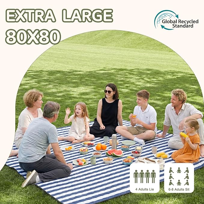 Genovega Waterproof Sandproof Beach Blanket Picnic Outdoor Mat Extra Large Foldable Sand Free Big Giant XL Towel Car Essential Roadtrip Gadget Rv Accessories Gear Must Haves Hiking Items Necessities