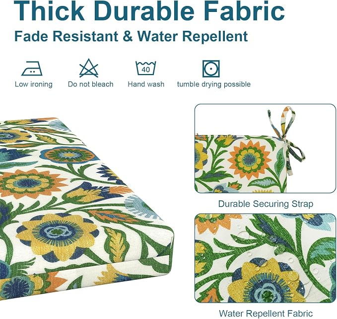 DYTXIII Set of 4 Outdoor Chair Cushions, Water Resistant 18.5"x16"x2" Square Seat Cushion for Patio Dining Chairs, High-Density Replacement Pads for Indoor Outdoor Furniture - Fiesta Floral