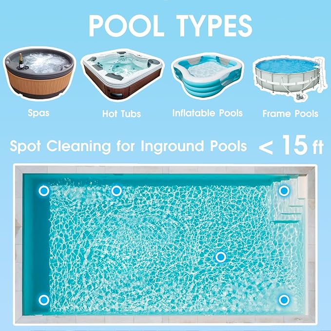 Rechargeable Hot Tub Vacuum Cleaner for Spa - Magnetic Drive System, Ultra Fine Mesh Filter for Small Particle, Spot Cleaning for Above-Ground Inground Pools, 60 Mins