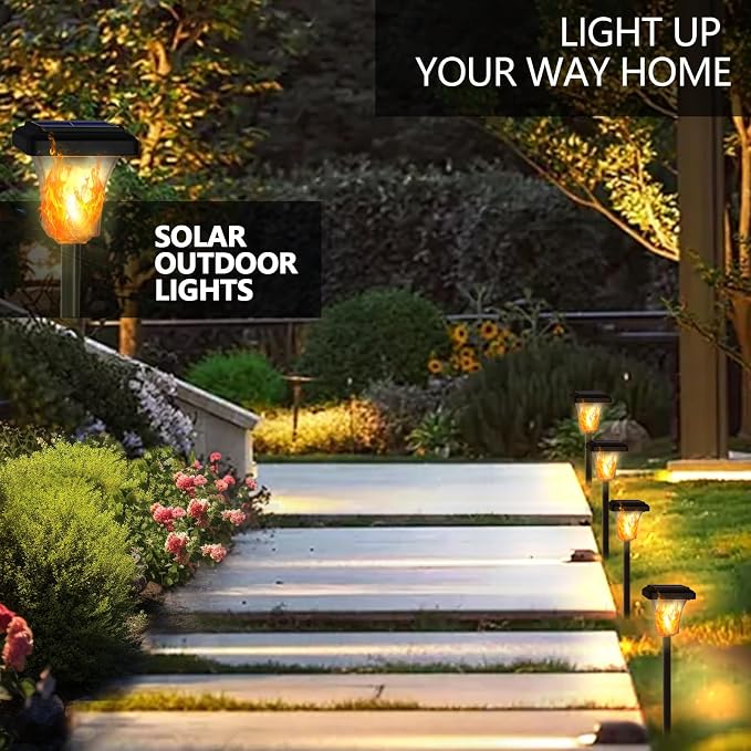 Swingers Solar Lights Outdoor,LED Solar Torch Lights with Flickering Flame | Upgraded 2nd-gen Flame tech,6 Pack Waterproof Outdoor Garden Light for Christmas, Garden, Landscape, Path, Yard, Patio