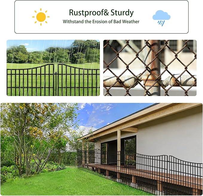 ULIOK 15 Panels Dog Fence Outdoor for Yard, 32 in(H) X 37.9 ft(W) Garden Fence Animal Barrier, No Dig Garden Fencing Outdoor, Dogs Rabbits Blocker Metal Wire Decorative Fences for Yard, Patio