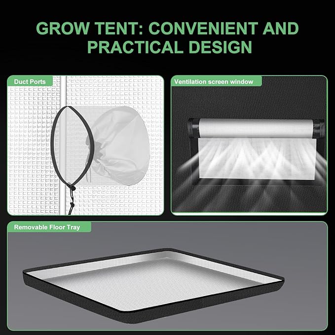 MELONFARM 2x2 Grow Tent, 24"x24"x63" Double Transparent Viewing Door Indoor Grow Tent, Growing Tent with High Reflective Mylar & Floor Tray, Plant Tent for Indoor Hydroponics Growing