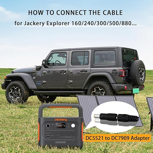 COMeap 5FT 1.5M Solar Panel Adapter for Jackery, to DC 5.5x2.1mm Extension Power Cable with DC 3.5x1.35, 5.5x2.5 and 8mm Connector Compatible with Solar Panel Charger and Portable Solar Generator