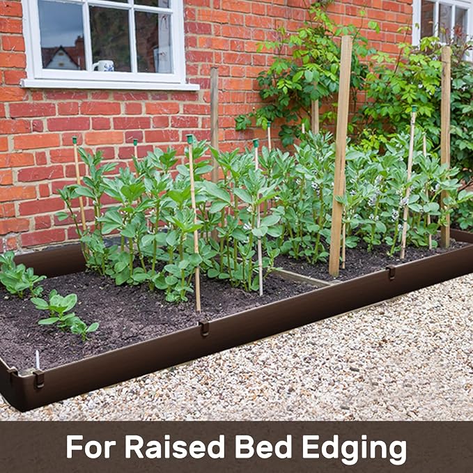 AGTEK 60FT Plastic Landscape Edging Coil Kit, 4 inch High Terrace Board Garden Edging Border with 18 Stakes