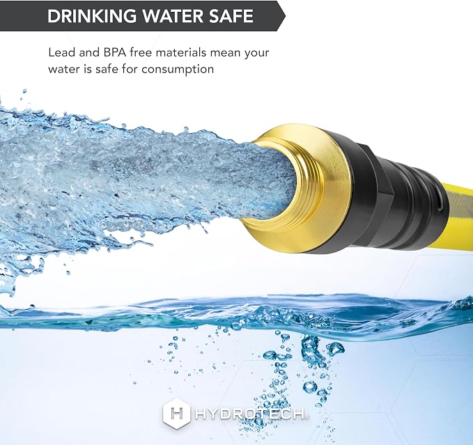 HydroTech FLATJACKET 5/8" 100 ft Garden Hose with Patented Force Control Technology - Flexible, Kink-Free, Lightweight Hose for Lawn, Garden, Car Washing, Deck and Patio Cleaning