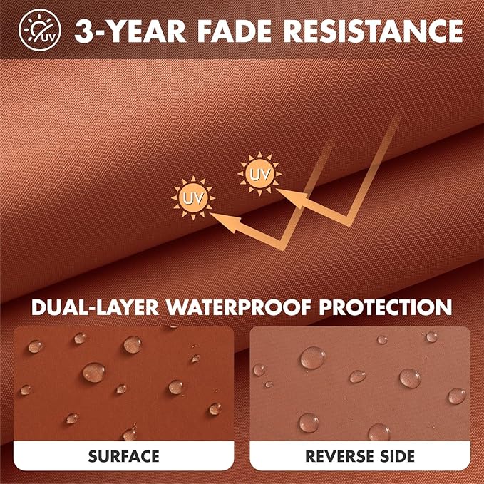 MIULEE Burnt Orange Outdoor Seat Cushion 24x24 Inch Waterproof & 3 Year Fade Resistant Deep Seat and Back Cushion for Patio Furniture Chair Sofa Couch with Handle and Adjustable Straps