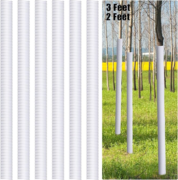 Kigley 6 Pcs Corrugated Tree Trunk Protectors Diameter 1.96 Inch PP Tree Guards Tree Bark Protector Tube Wraps to Protect Sapling Plant Seedling Deer Rabbit Cat Rodent Rabbit Mower (3 Feet in Length)