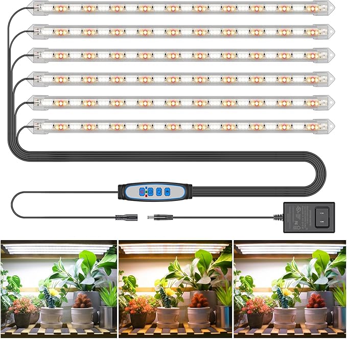 Kullsinss LED Plant Grow Light Strip, 36W 360 LEDs Grow Lights for Indoor Plants Full Spectrum with 6/12/16H Timer, 660nm/3000K/6000K Sunlike Grow Lamp for Seeds Starting Hydroponics Succulents