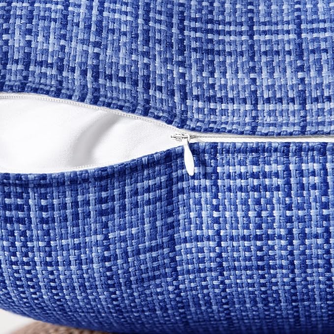 MIULEE Outdoor Waterproof Throw Pillow Covers Decorative Farmhouse Water Resistant Cushion Covers for Tent Patio Garden Couch Sofa Pack of 2, 20x20 Inch Blue