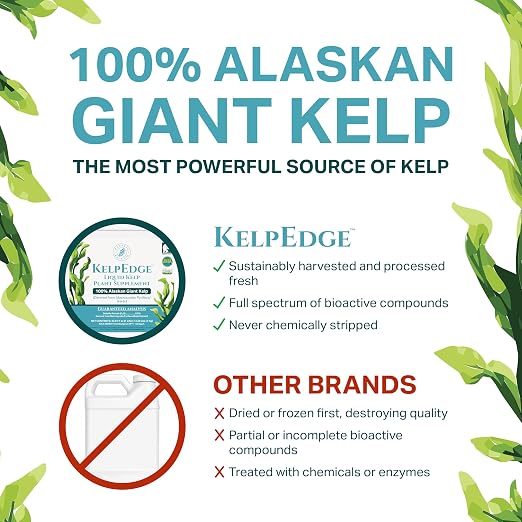 Organic Liquid Kelp Plant Supplement- Seaweed Extract Concentrated Fertilizer Booster, OMRI Listed - Boosts Roots, Growth & Blooms for Gardens, Lawns, Veggies, Hydro & All Plants