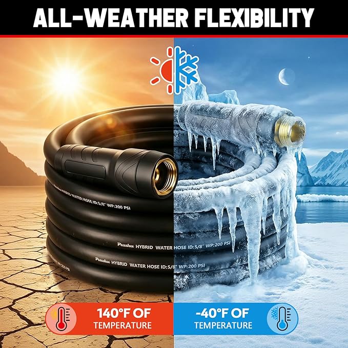 Short Garden Hose 15ft x 5/8", NON-EXPANDABLE Heavy Duty Premium Flexible Water Hose, No Kink, Leakproof, Lightweight Hybrid Hose with Male to Female Fittings for Household、Backyard
