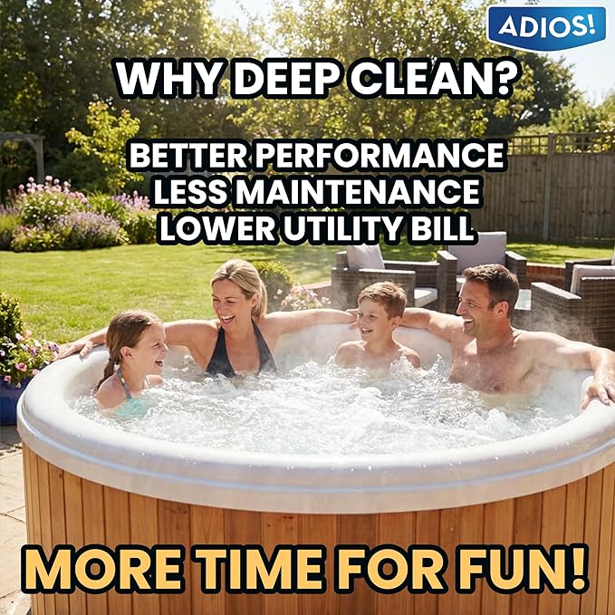 ADIOS! Hot Tub 4X Filter Cleaner for Spas – Deep Cleaning Soaking Solution Dissolves Grease and Grime, Unclogging and Restoring Water Flow - Parent (16oz)
