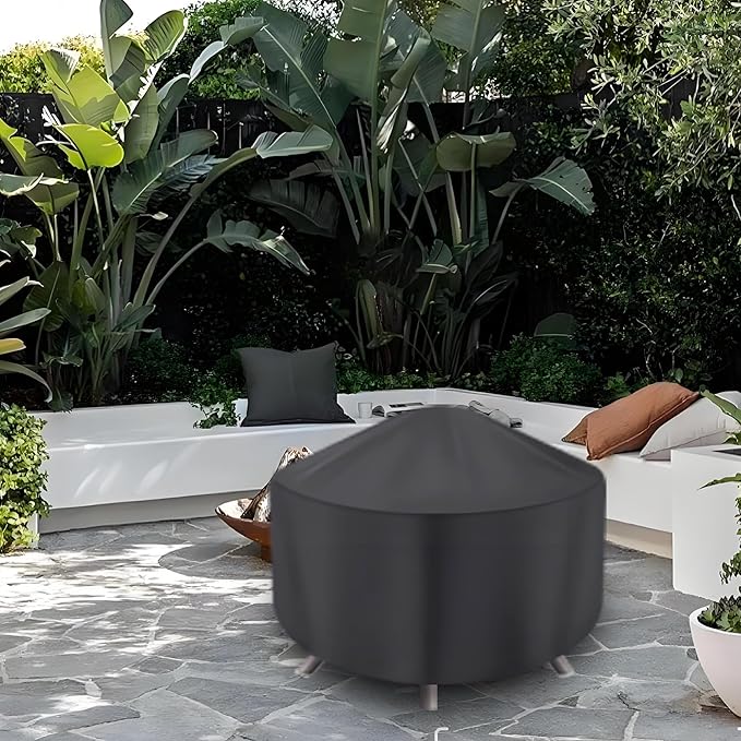 Round Fire Pit Cover for 30-36 Inch Firepit, Heavy Duty Outdoor Patio Fireplace Covers - Waterproof Dustproof Anti UV and Tear Resistant