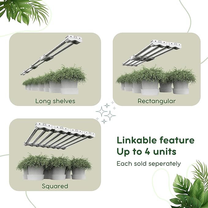 LED Grow Light Full Spectrum Modular Linkable 5000K Daylight + 660nm Red Indoor Plant Lighting Fixture (2 FT, White) (1 Pack)