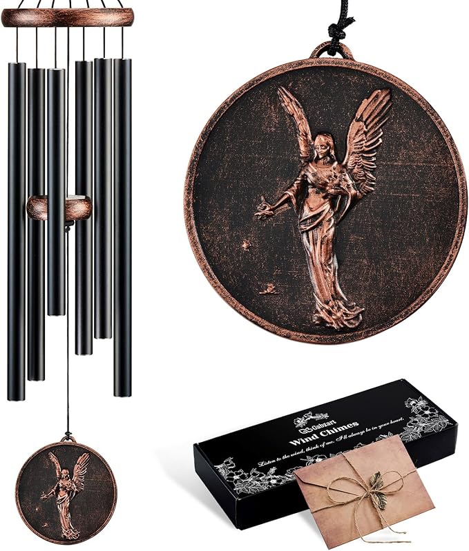 Wind Chimes for Outside, Vintage Angel Deep Tone Wind Chime Outdoor Clearance, Memorial/Festivals/Birthday Gift for Mom Dad Women Grandma, Home Garden Patio Decor (34" Angel)