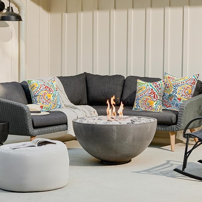 LVTXIII Outdoor Throw Pillows 20x20 Patio Waterproof Square Pillows with Piping Fade Resistant Accent Pillow for Spring Summer Garden Decoration, Set of 2, Paisley Multi