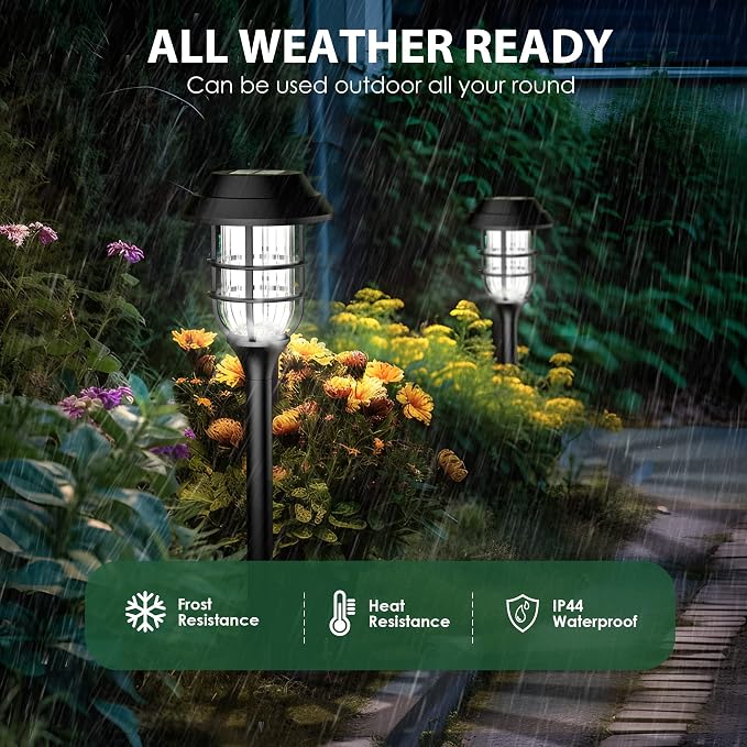 SOLPEX Solar Pathway Lights Waterproof Outdoor Lighting, 8 Pack Cold White | IP44 Waterproof, 8-12H Runtime, Auto On/Off, Tool-Free Install, Yard/Garden/Pathway/Patio/Walkway/Driveway