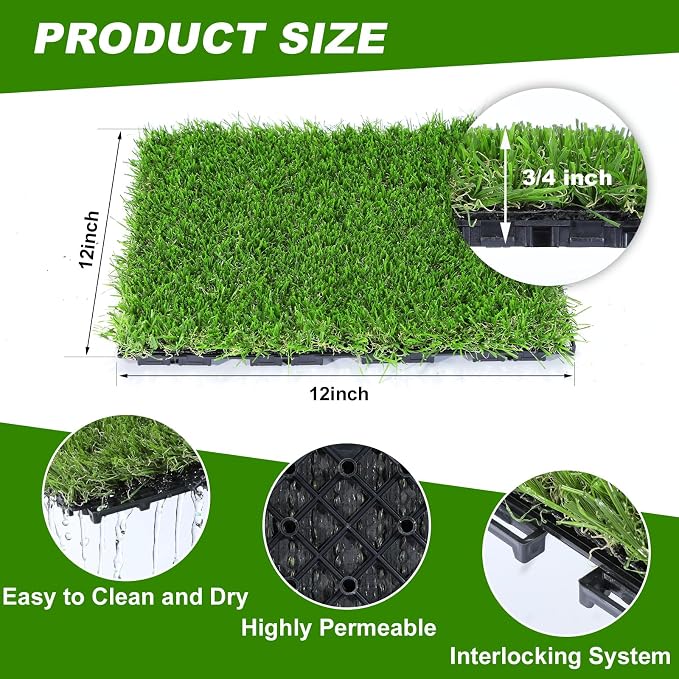 VANCASTLE Artificial Grass Tiles Interlocking Turf Squares Deck 9 Pack-Decorative Garden Fence Outdoor, 10 Panels Rustproof Metal Landscape Barrier Fence, Toatal 10FT(L) x 24IN(H) Design A
