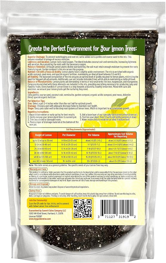 GARDENWISE Organic Lemon Tree Soil – Citrus Potting Mix with Organic Fertilizer – Ideal for Potted Lemon Trees, Meyer Lemons & Citrus Plants – Chunky, Indoor & Outdoor (3 QUARTS)