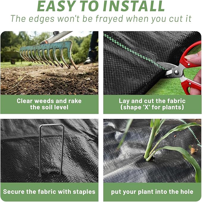 4ftx300ft Weed Barrier Landscape Fabric Heavy Duty, Woven Weed Control Cloth, Woven Geotextile Fabric for Underlayment, Commercial Driveway Weed Block Cover Mat,with 1 Pair of Gloves