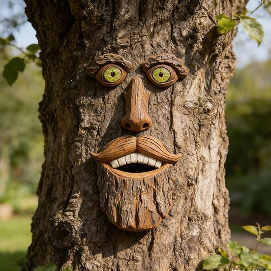 Tree Faces Decor Outdoor, Large Whimsical Old Man Tree Hugger Statues, Resin Tree Art for Garden Yard Patio, Funny Tree Peeker Sculptures for Halloween Easter (C)
