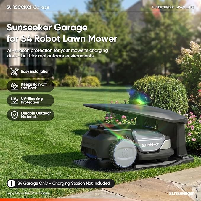 Sunseeker Garage for S4 Robot Lawn Mower – UV-Proof, All-Season Protection, PP + PA6+GF30 Durable Build