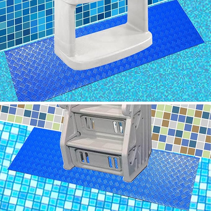 SKARUMMER Swimming Pool Ladder Mat - Protective Pool Ladder Pad Step Mat with Non-Slip Texture, Blue Medium Pool Step Mat 45 inch X 45 inch
