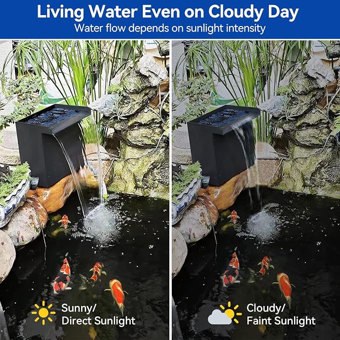 POPOSOAP 55W Pond Waterfall Spillway with Pond Pump, 304 Stainless Steel Waterfall Kit with 9.8FT Corrugated Tube Pond Waterfall Box, Pond Spillway for Outdoor Pond Waterfall Water Features-P5552H
