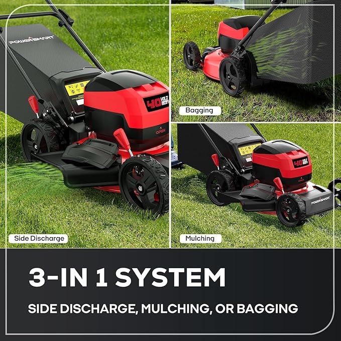 Electric Lawn Mower, 40V Cordless Mower with 4.0Ah Battery & Charge, 17 Inch Lawn Mower,Quiet, Lightweight, Foldable Handles