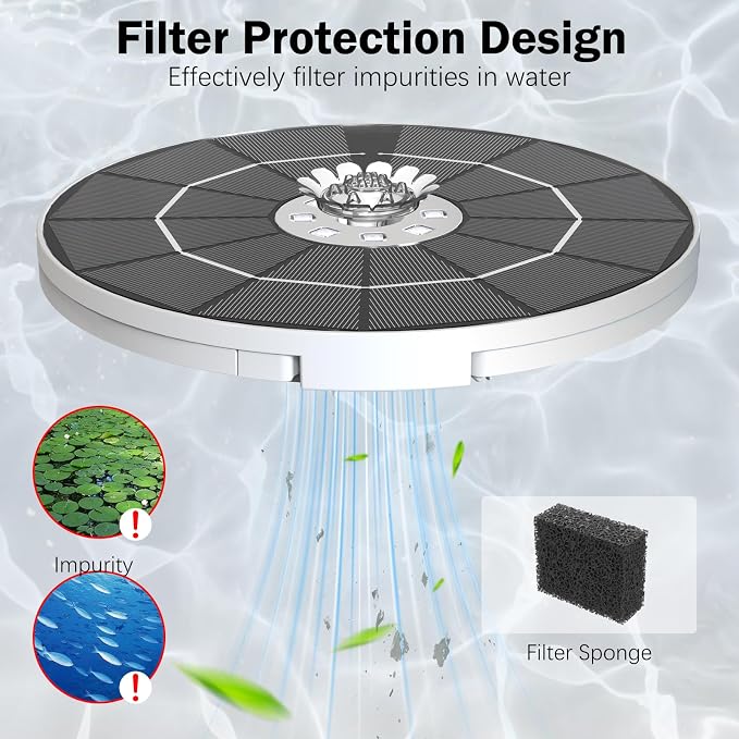 AISITIN Solar Fountain with Lights & 3000mAh Battery, 5.5W Solar Powered Water Pump with 8 Nozzles, 2026 Upgraded LED Solar Fountain Pump for Bird Bath, Garden, Pond, Patio, Fish Tank, Outdoor