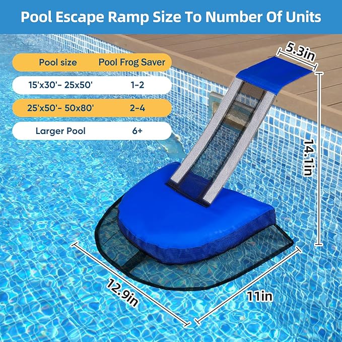 Pool Animal Escape Ramp Frog-Saver-Log - for 2Pcs Swimming Pools Wildlife Rescue Device,Durable Above Ground Pool Critter Ramp, Prevent Drowning with Easy Install, Pool Safety,Reusable (Blue-2Pack)