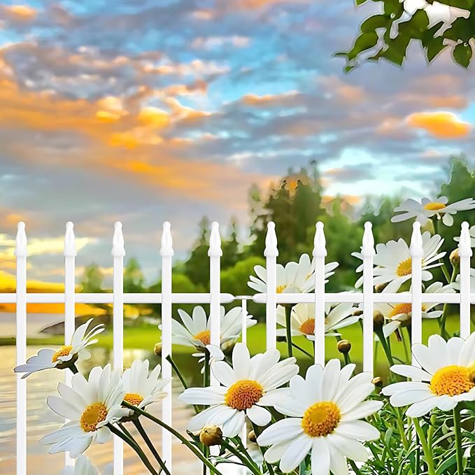 Thealyn Metal Garden Fence 24" W x 24" H (10 Panels, Total 20 ft), Decorative Border Folding Fence, Landscape Fencing for Flower Bed, Yard, Animal Barrier