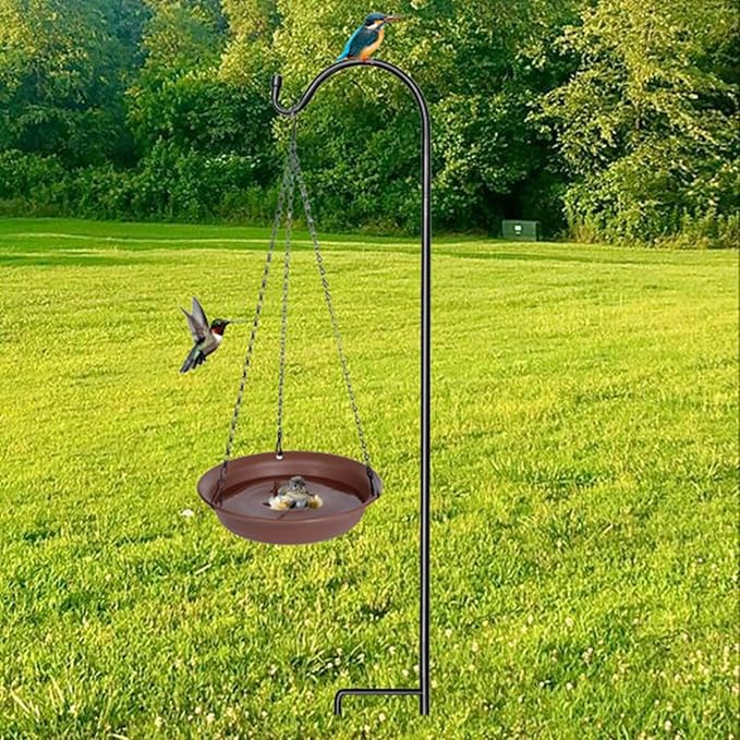 VUWEZ Hanging Bird Bath, Hanging Bird Water Feeder for Outdoors, Feeder Bowl, 1 Pack Birdbath Tray Accessories for Outside, Plastic Birdbaths Tray for Garden Patio Decoration (8", Chocolate)