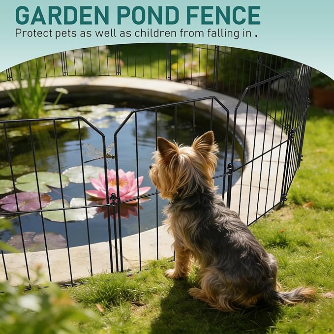 Goovilla Garden Fence, Total 10ft(L) x 24in(H) Garden Fencing Animal Barrier, 10 Pcs Rustproof Metal Wire No Dig Fence Panels, Black Decorative Garden Fences and Borders for Dogs, Flower Bed, Patio
