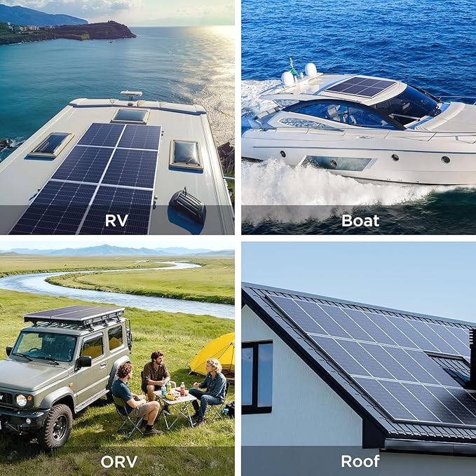 200W Solar Panel, 2Pcs 100 Watt Solar Panel with High-Output Design,High Efficiency Monocrystalline PV Module,RV Essentials,Ideal for 12V/24V System,RV,Rooftop,Home,Off-Grid