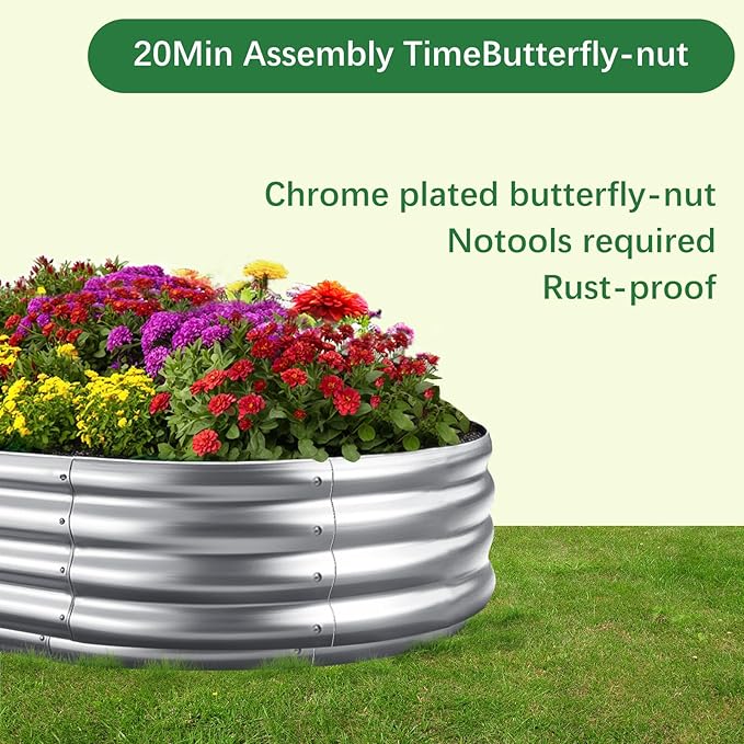 Galvanized Garden Bed kit for Vegetables/Herbs/Flowers (4X2X1)