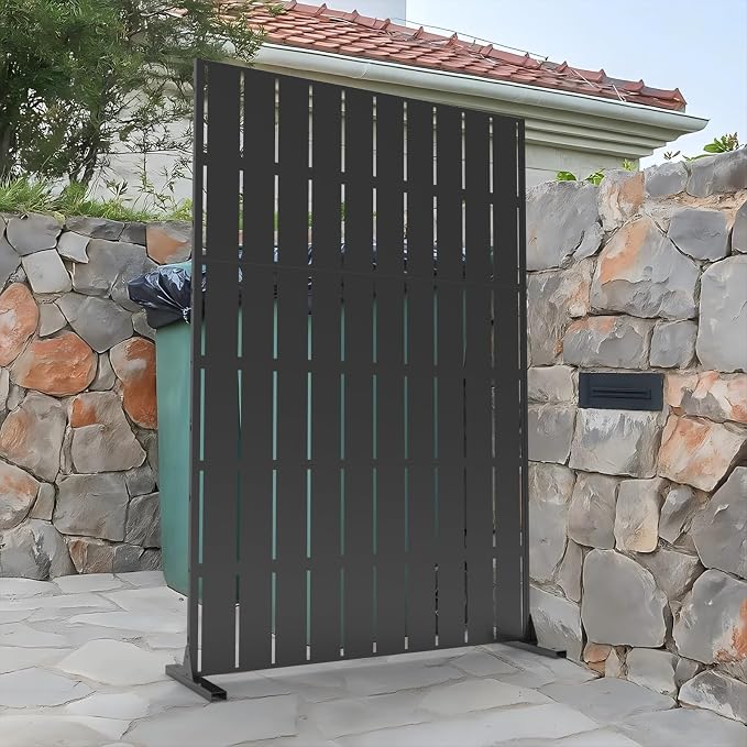 72" x 47" Heavy-Duty Metal Outdoor Privacy Screen – Rustproof Freestanding Patio Divider, Stylish Decorative Fence Panel for Garden, Deck, Balcony, or Porch, Galvanized Steel, Multi-Functional Design