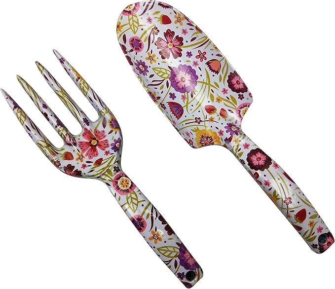 Floral Print Garden Tools Set for Women Trowel and Fork