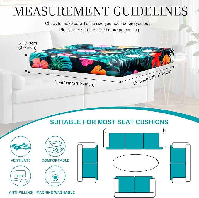 12 Pcs Stretch Patio Cushion Covers,Outdoor Couch Covers Replacement,Outdoor Couch & Sofa Slipcovers,for Patio Furniture Cushion Covers,Washable Reusable Furniture Protector (Summer Night ,Cover Only)