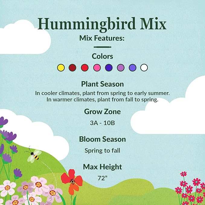 Ferry-Morse Flower Seeds - Hummingbird Mix, Non-GMO, Full Sun, Flower Mix - 1 lb