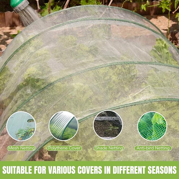 Joyhalo Garden Hoops for Raised Beds, 50pcs (10 Sets) Fiberglass Hoops with PVC Coating, DIY Greenhouse Tunnel for Row Cover, Bird Netting & Plant Protection, Extend Growing Season