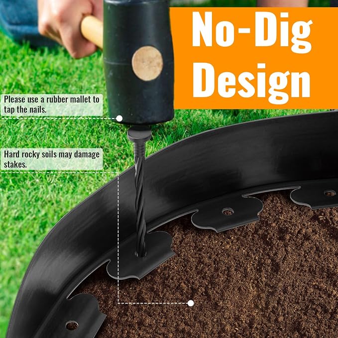 Landscape Edging, 4" x 100' Garden Edging, Black Edging for Landscaping with 90 Pcs Anchoring Spikes for Garden Flower Beds Yard Lawn