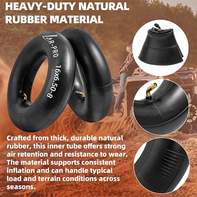 AR-PRO 2-Pack 16x6.50-8 Inner Tubes with TR-87 Bent Valve Stems – Replacement 16x6.50/7.50-8 Heavy-Duty Tubes for Lawn Mowers, Garden Tractors, Golf Carts, Snow Throwers, ATVs, and Utility Trailers